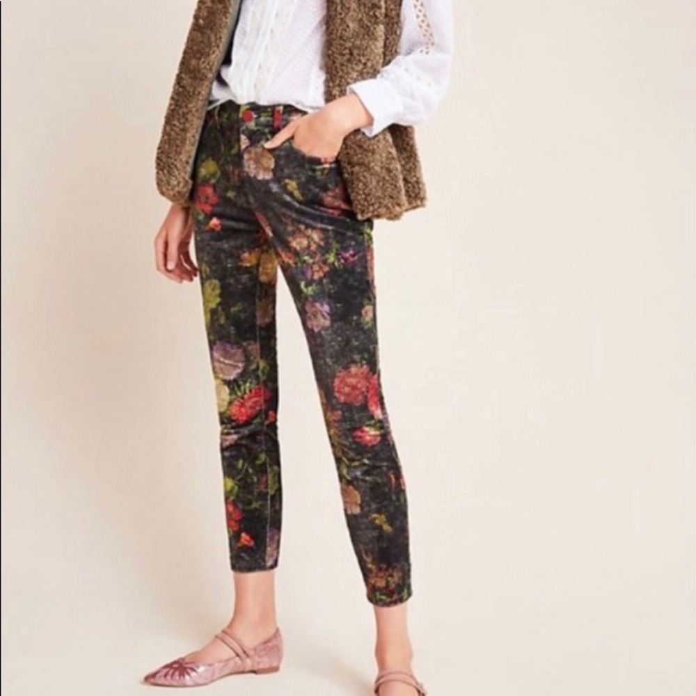 PILCRO High Rise Skinny Floral Velvet Ankle Jeans